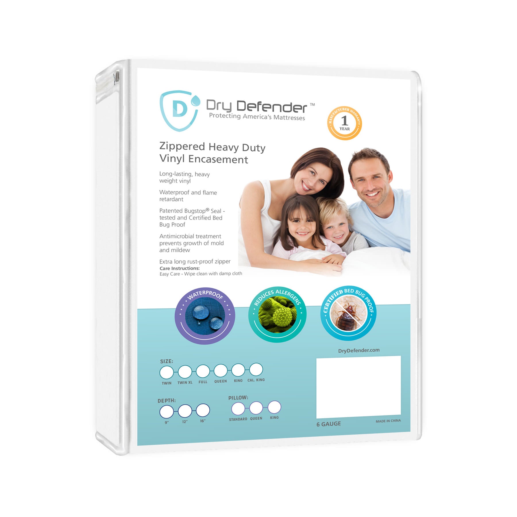 Bedding-Zippered Vinyl Mattress Protector - Heavy Duty - 9&quot;, 12&quot;, &amp; 16&quot; Depths