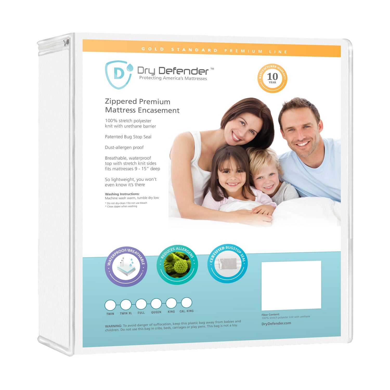 Bedding-Breathable, Waterproof Mattress Protector (Zippered, 9-15 inch depth)